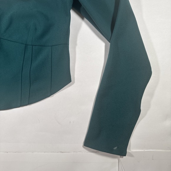 New Abercrombie & Fitch Womens Green Corset Long Sleeve Crop Top Square Neck L - Picture 3 of 6